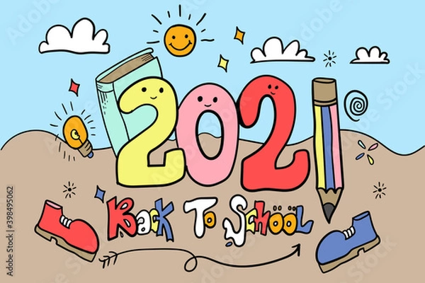 Obraz doodle 2021 back to school illustration