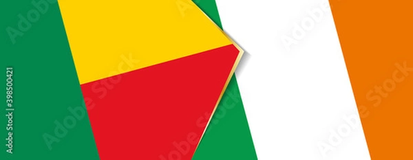 Fototapeta Benin and Ireland flags, two vector flags.