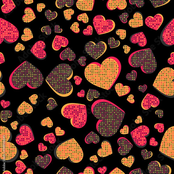 Obraz Seamless abstract pattern with hearts. Beautiful for textile or paper print. Vector illustration. Cute repeating background.