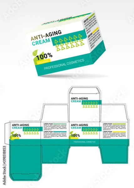 Obraz Box design, die-stamping. Vector template