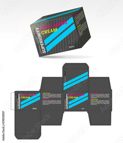 Obraz Box design, die-stamping. Vector template