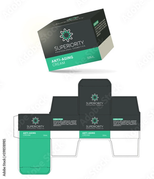 Obraz Box design, die-stamping. Vector template