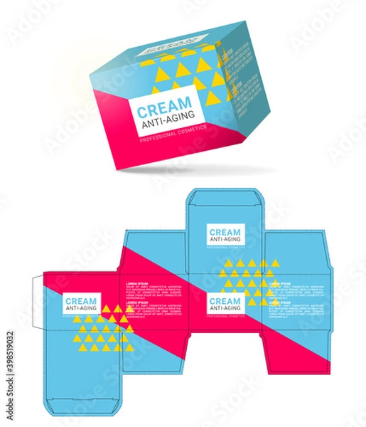 Obraz Box design, die-stamping. Vector template