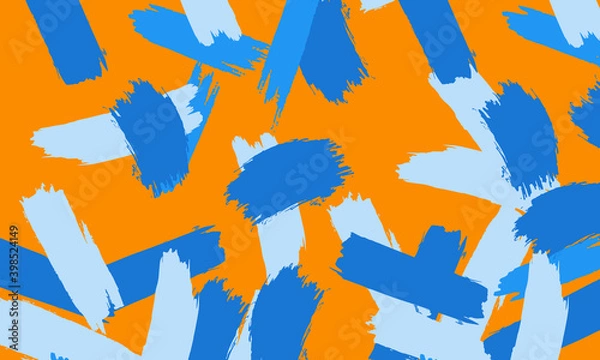 Fototapeta Abstract blue chaotic shape on orange background.