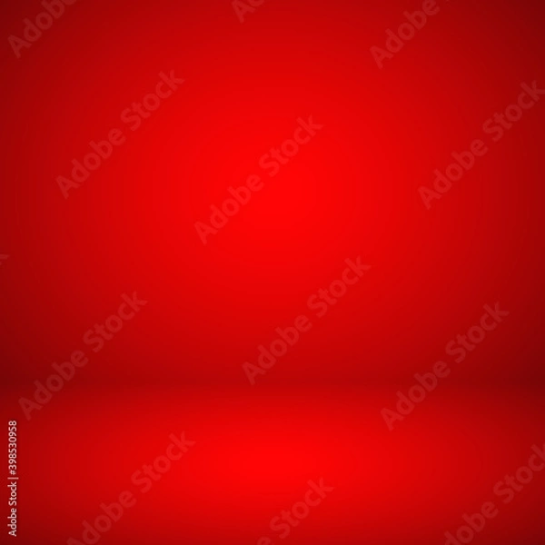 Fototapeta Empty red studio abstract background with spotlight effect. Product showcase backdrop.