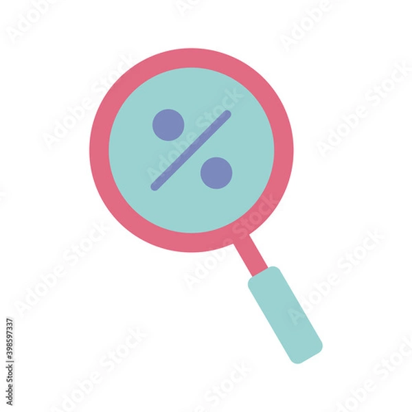 Fototapeta magnifying glass with one symbol of a percentage on it