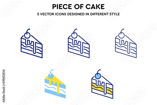 Fototapeta piece of cake vector icons set designed in different style