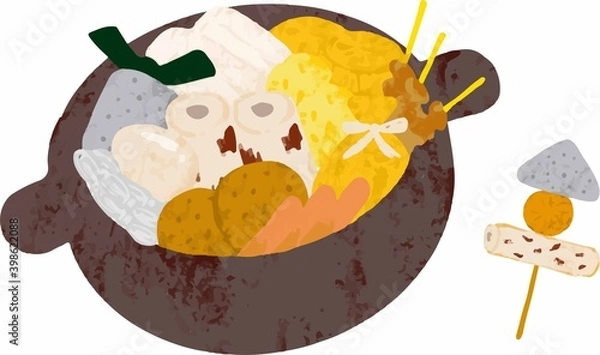 Fototapeta クレヨン画風のおでんセット