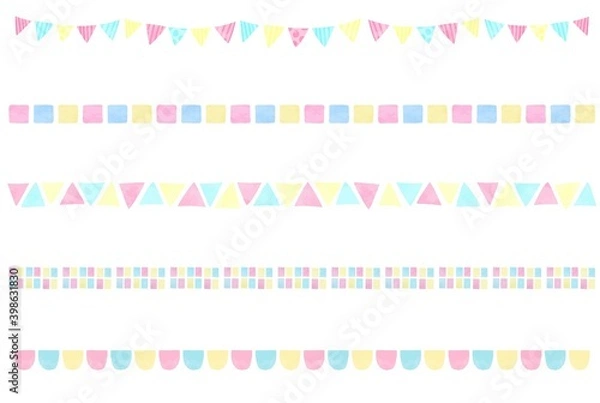 Fototapeta かわいい手描きのパステルカラーライン