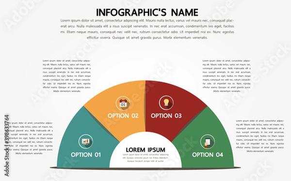 Fototapeta Four options half circle infographic template