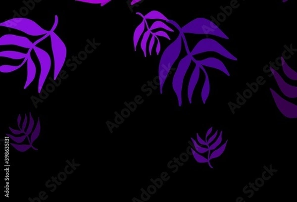Fototapeta Dark Purple, Pink vector elegant pattern with leaves.