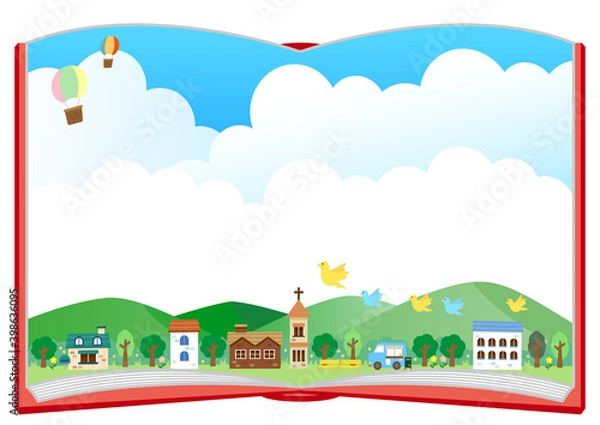 Fototapeta アルバム用背景フレーム（町並み）A4