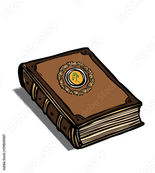 Fototapeta vector illustration, old book in brown color in vintage style