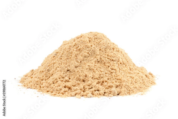 Fototapeta Stos mielonego imbiru (Zingiber officinale) izolowany na białych półdupkach