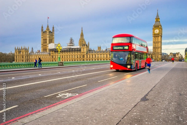 Obraz Big Ben and British Parliament seen from Westminster bridge in London. Englan