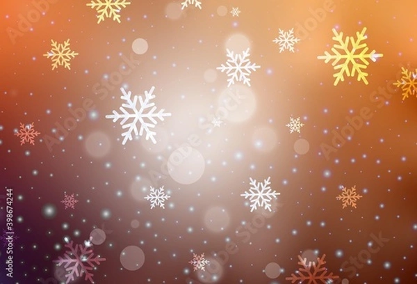 Fototapeta Dark Orange vector pattern in Christmas style.