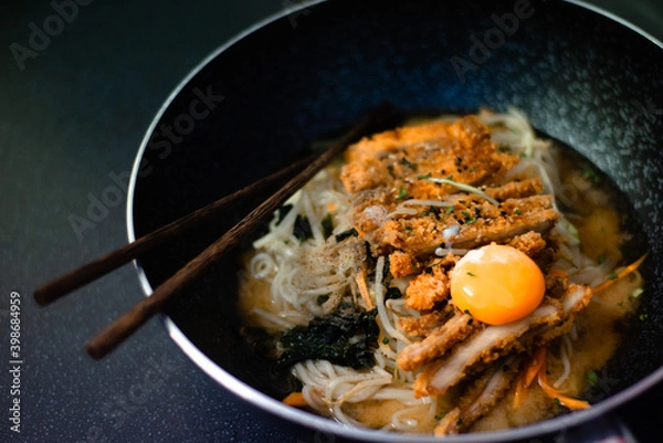 Obraz Ramen with pork and egg