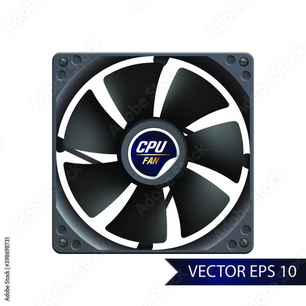 Obraz Vector realistic CPU fan. Computer fan isolated on white background.