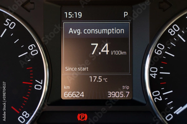 Fototapeta fuel average consumption in the vehicle information panel