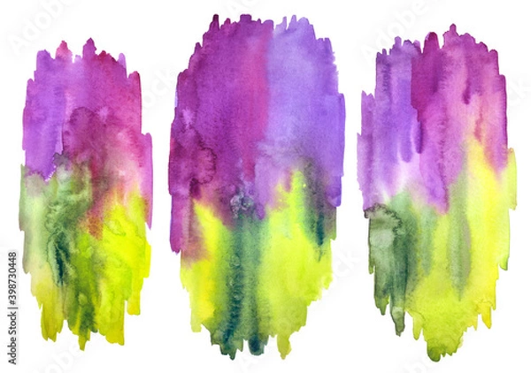 Fototapeta Abstract painting in the form of watercolor spots on a white background, watercolor print for poster, cover, background for various designs, etc.