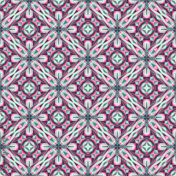 Fototapeta Geometric seamless pattern, abstract colorful background, fashion print, vector texture.