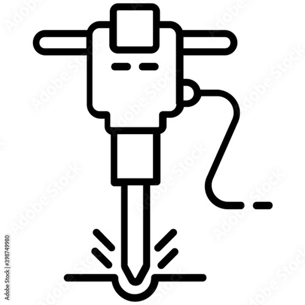 Fototapeta Jackhammer icon in line design 