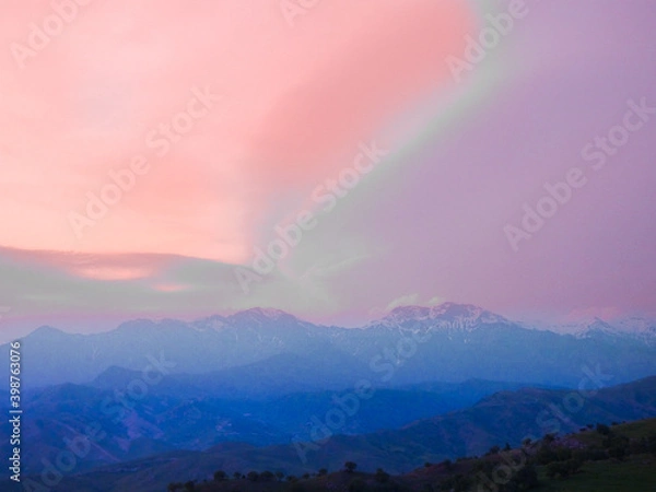 Fototapeta rainbow over mountain