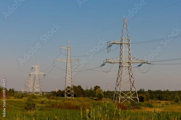 Obraz power lines in the field