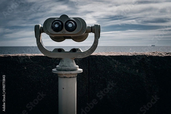 Fototapeta With the binoculars located down in the southernmost part of Sweden, Smygehuk, you can look out over the Baltic Sea