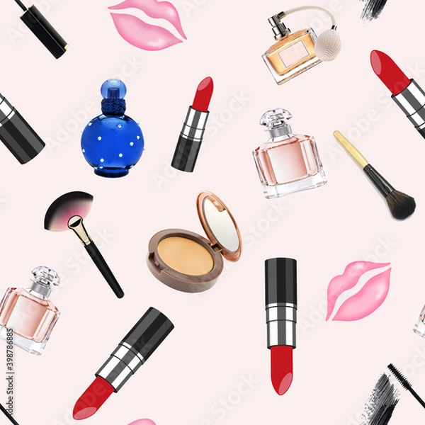Obraz seamless pattern make up set