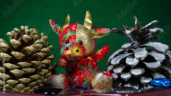 Obraz christmas decoration with cones