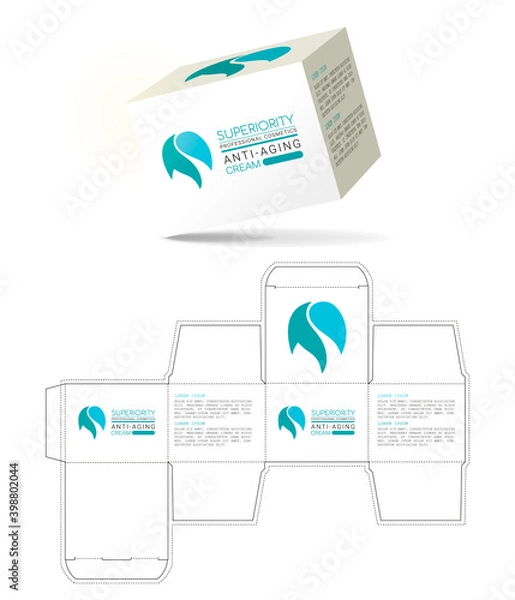 Obraz Box design, die-stamping. Vector template