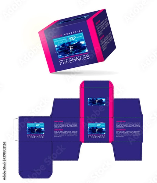Obraz Box design, die-stamping. Vector template