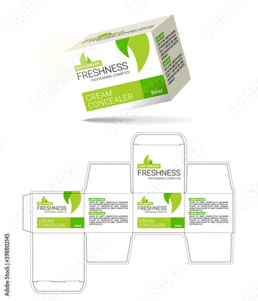 Obraz Box design, die-stamping. Vector template
