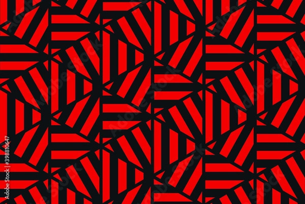 Fototapeta Red-black abstraction. Geometric shapes are triangles. Vector illustration, abstract background