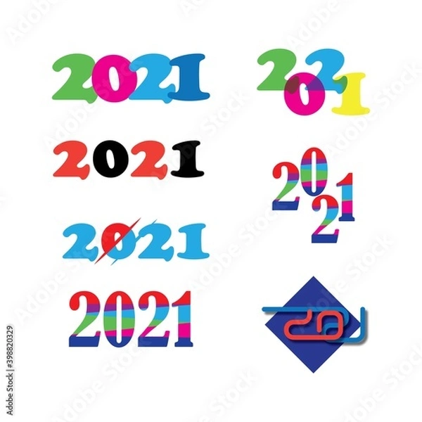 Fototapeta 2021 new year icon vector illustration design template
