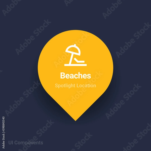 Fototapeta beaches, resorts map spotlight location vector Icon 