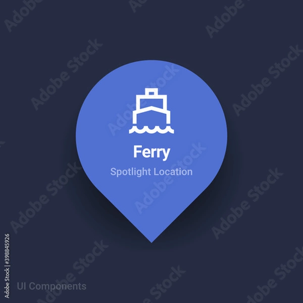 Fototapeta  ferry, transportation map spotlight location vector Icon.