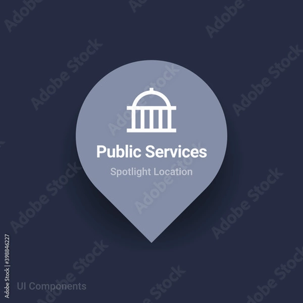 Obraz public services, government map spotlight location vector Icon.