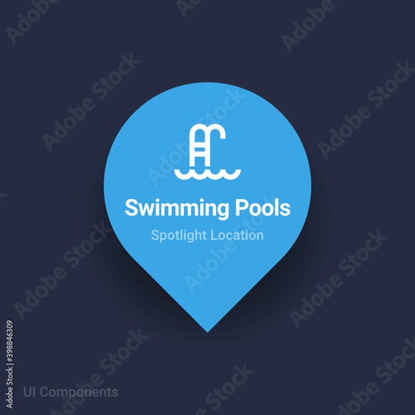 Fototapeta swimming pools map spotlight location vector Icon.