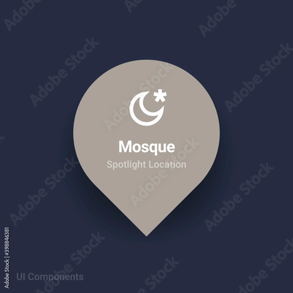 Obraz worship, mosque, temples map spotlight location vector Icon.