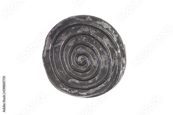 Fototapeta ancient iron shield isolated on white background