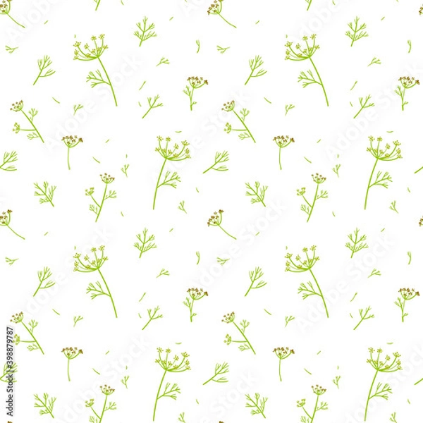 Fototapeta seasoning with dill, seamless vector pattern