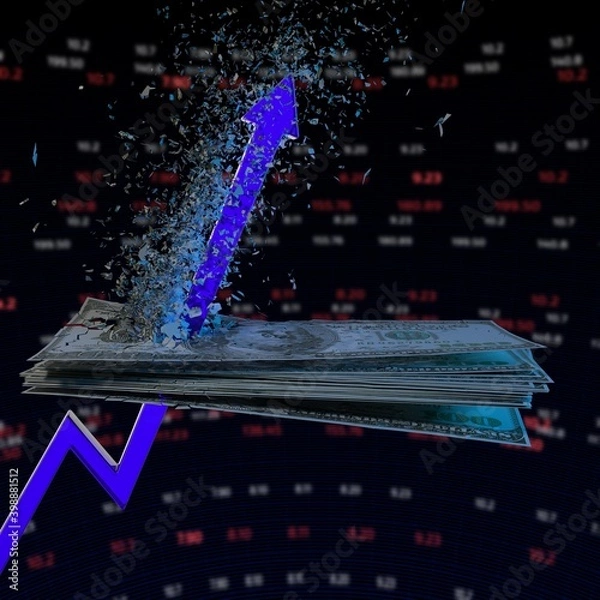 Obraz Dollar and Arrow 3D Illustration
