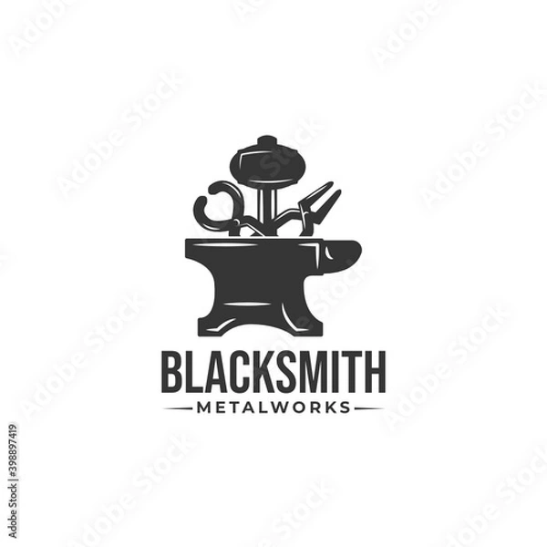 Fototapeta Retro vintage blacksmith logo badge