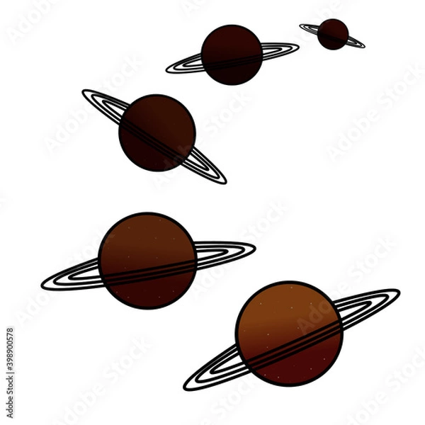 Obraz Cartoon illustration of a planet moving around