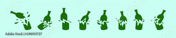 Fototapeta set of broken bottle cartoon icon design template with various models. vector illustration isolated on blue background