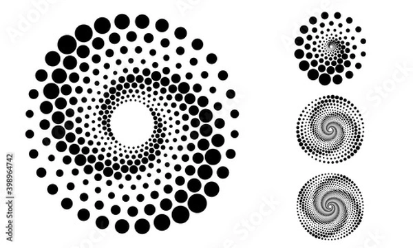 Fototapeta Abstract dotted vector background. Halftone effect. Spiral dotted background or icon. Yin and yang style