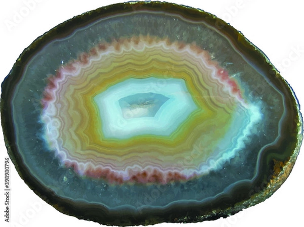 Fototapeta sliced geode crystal isolated on white background