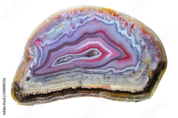 Fototapeta sliced agate crystal isolated on white background